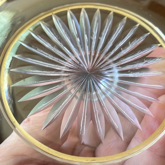 VTG hand painted glass Tidbit tray serving dish trinket 6.25” diameter - Picture 7 of 8